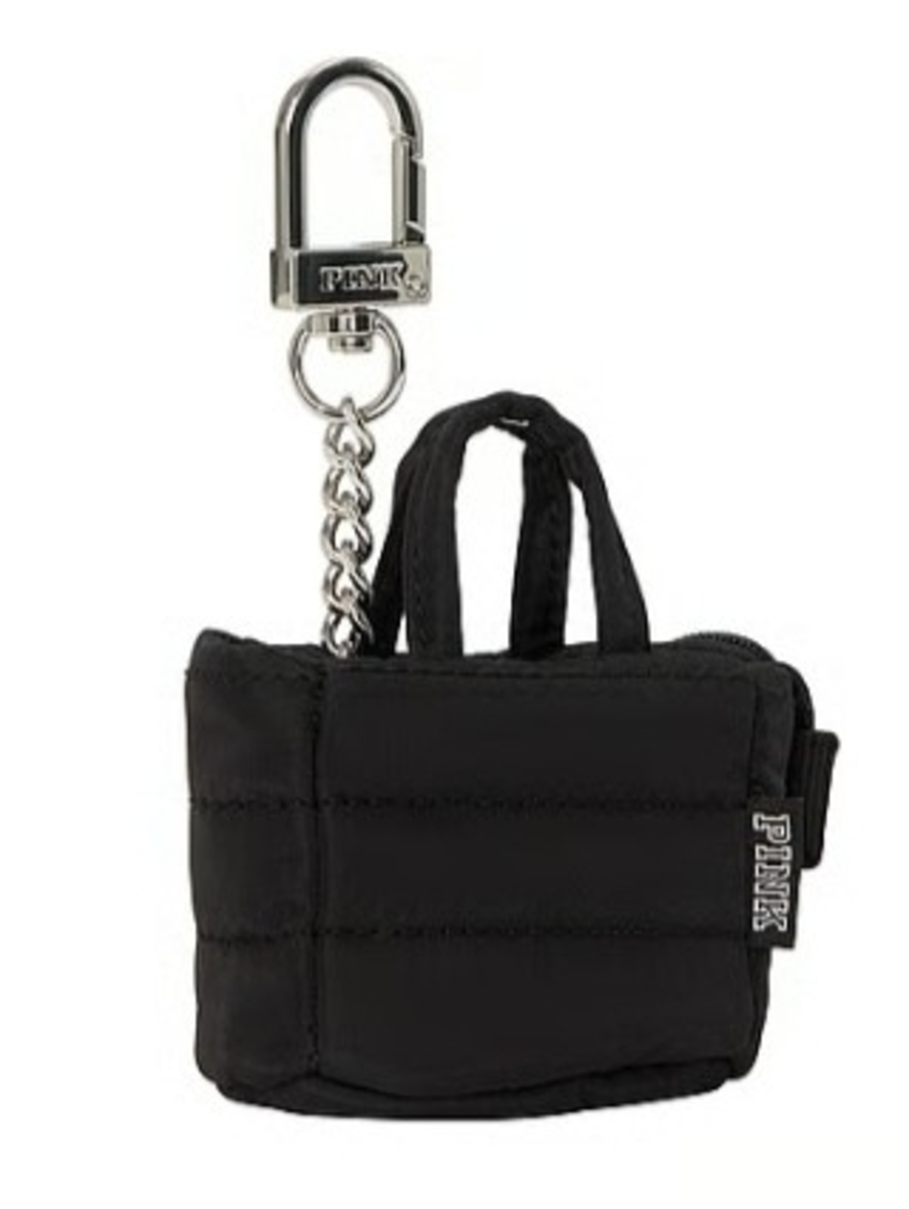PINK Victoria's Secret Black Quilted Mini Tote Keychain